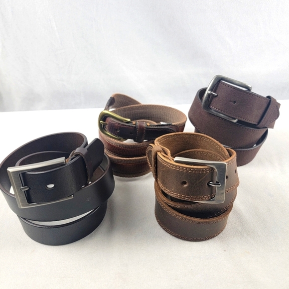 Set of 4 genuine leather brown belts all size 38 Columbia, Bullko, H&D Belts.com